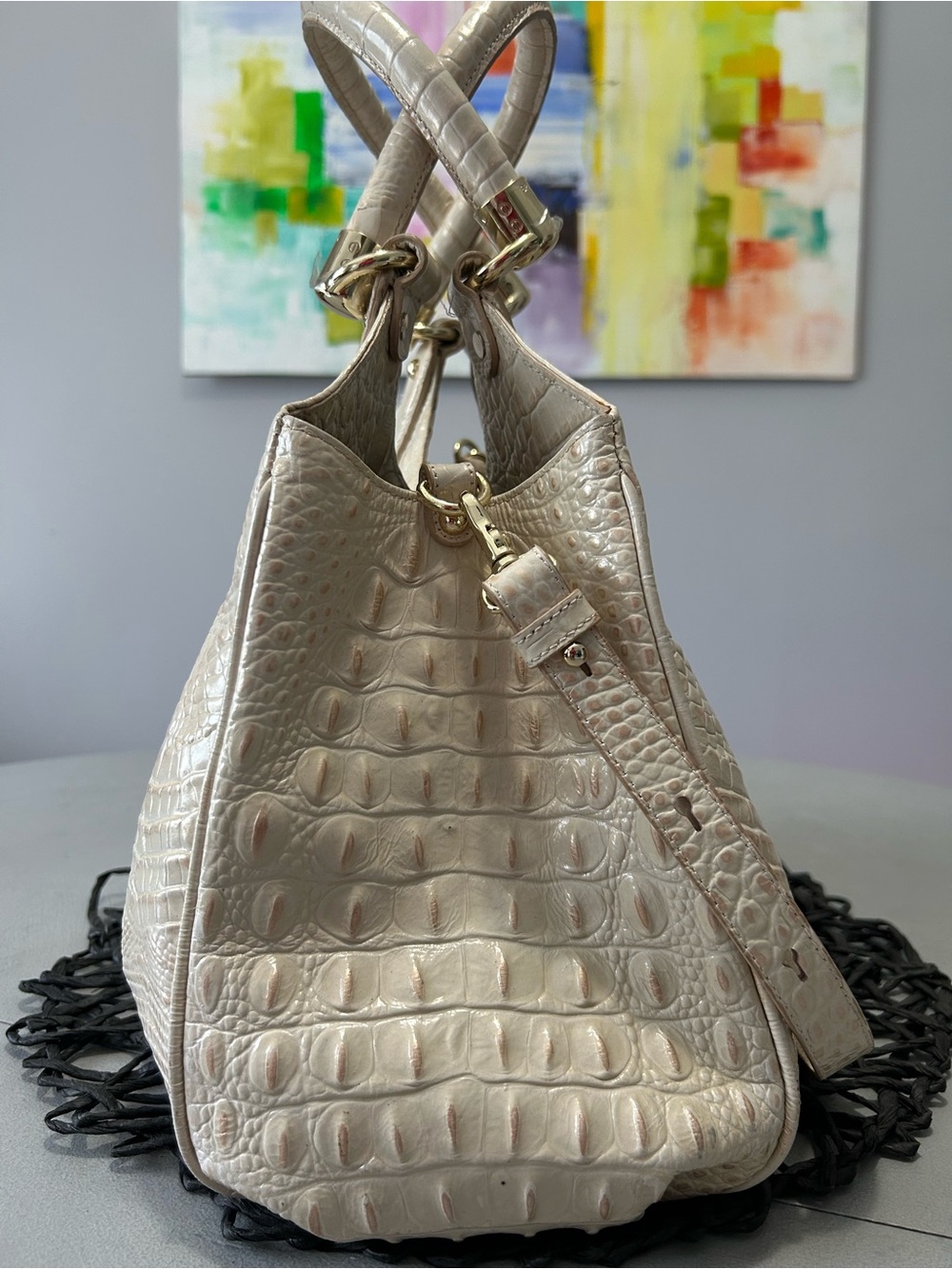 Brahmin Elisa Cava Melbourne Leather Satchel / Shoulder Bag - Picture 6 of 13